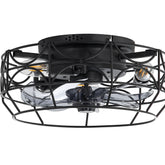 12.5-Inch Flush Mount Small Caged Ceiling Fans with Lights, Modern Bladeless Ceiling Fans Remote Control, DC Motor, 6-Speed, Timer, Enclosed Ceiling Fan Light for Bedroom